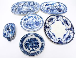 English Blue & White Pottery, 18th & 19th C., 6