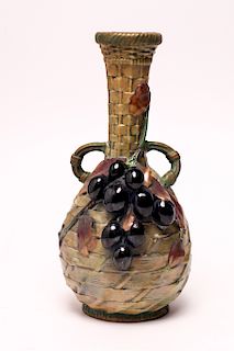 Amphora Austria Art Nouveau Pottery Vase w Grapes