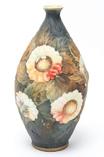 Art Nouveau Style Floral Ceramic Bottle Vase