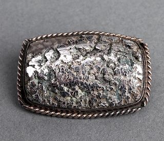 Native American Indian Silver Pyrite Pendant Pin