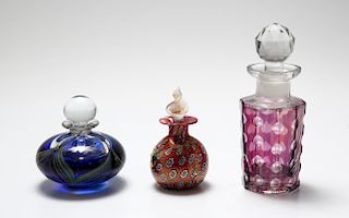 Glass Bottles with Stoppers, incl. Murano, 3