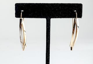 14K Yellow Gold & White Gold Sculptural Earrings