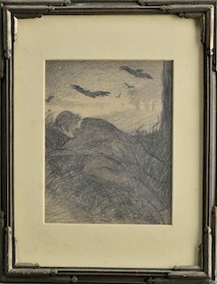 Ernest Peixotto Pencil Drawing After Goya