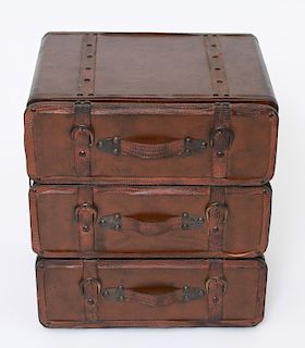 Faux Leather Luggage Chest of 3 Drawers