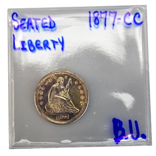 1877-CC Sated Liberty Quarter Dollar