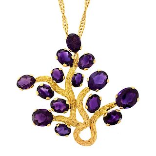 Amethyst and 14K Pendant Necklace