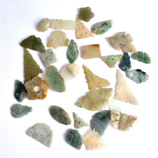 30 Antique Miniature White Jade Carved Pieces
