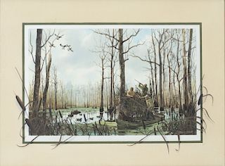 Brett J. Smith (b. 1958)  Duck Hunting in a Marsh