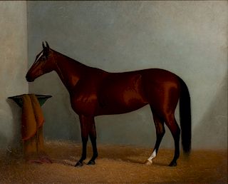John McAuliffe (Irish/American, 1830-1900)  Horse in Stable