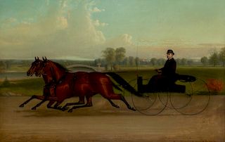 John McAuliffe (Irish/American, 1830-1900) Colonel Kip Driving a Pair of Horses 