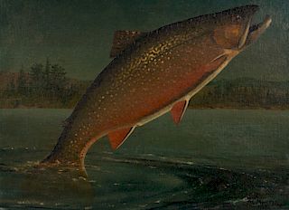 A.L. Martin (19th century)  Leaping Brook Trout