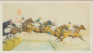 Paul Desmond Brown (1893-1958) The Water Jump at Nationals, Aintree 