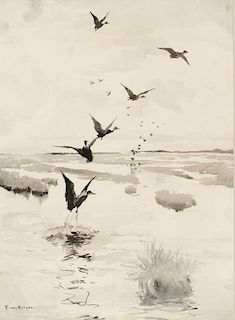 Frank W. Benson (1862-1951) Rising Ducks 
