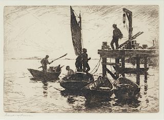 Frank W. Benson (1862-1951) Boats at Dawn 