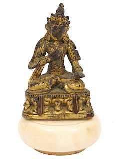 Chinese Miniature Bronze Meditating Buddha Figure