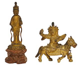 2 Chinese Miniature Bronzes Miniature Figures