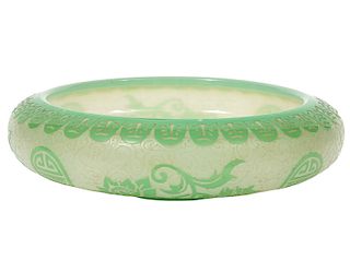 Steuben Acid-Etched Green Jade Bowl