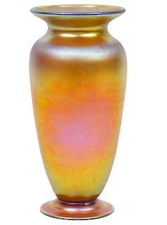 Steuben Aurene Gold Glass Vase 7 7/8" H