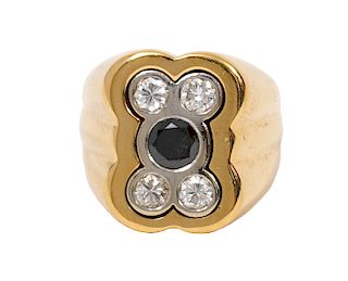 Diamond & Sapphire Gentleman's Ring in 14Kt YWG