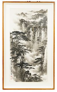 Chinese Large Contemporary Watercolor on Paper