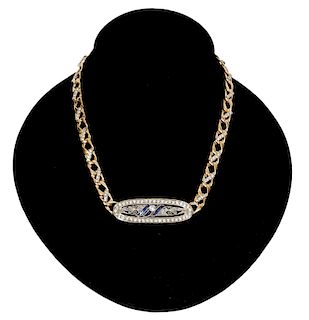 Custom Diamond, Sapphire & 14Kt Filigree Necklace