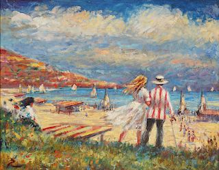 Philip Corley 'Beach Day' Oil on Canvas