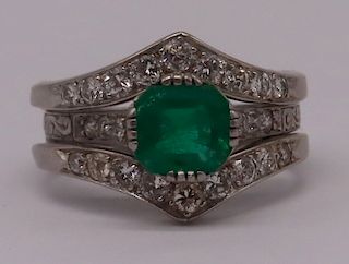 JEWELRY. Antique 18kt Gold, Emerald, and Diamond