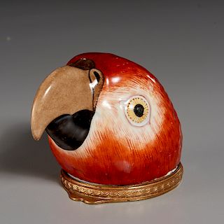 Continental Porcelain Parrot-Form Bonbonniere