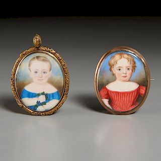 British/American School, (2) Portrait Miniatures