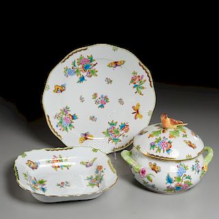 Herend Porcelain Tureen, Tray, and Dish