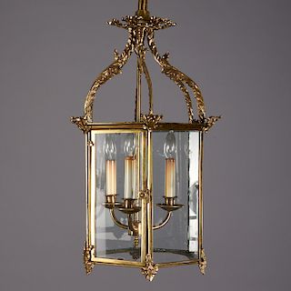 George III Brass Hexagonal Hall Lantern