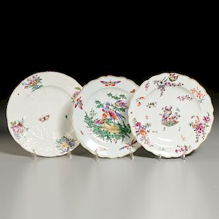 (3) Worcester and Chelsea Porcelain Plates
