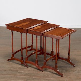 (3) Regency Style Yewwood Nesting Tables