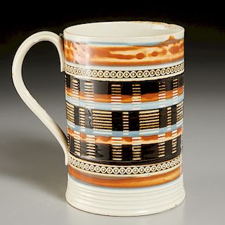 English Tooled Mochaware Quart Mug