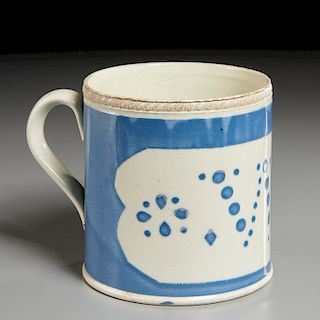 English Pearlware Slip-Dotted Mug