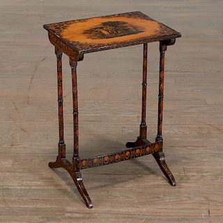 Regency Penwork and Sycamore Small Table