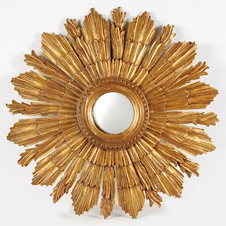 Regency Style Carved Giltwood Sunburst Mirror