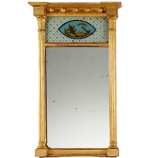 Regency Giltwood and Eglomise Small Pier Mirror