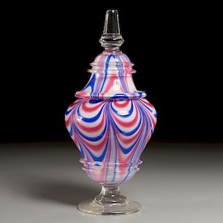 Rare Pittsburgh Marbrie Glass Sugar Urn
