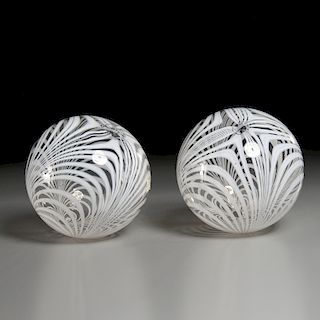 Matched Pair Marbrie Glass Witch Balls