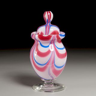 American Marbrie Glass Sugar Urn