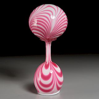 Marbrie Glass Witch Ball on Bottle Stand