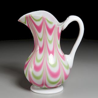 Pittsburgh Marbrie Decorated Glass Pitcher