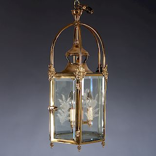 Georgian Brass Hexagonal Hall Lantern