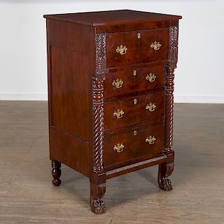 American Classical Carved Mahogany Tall Chest
