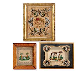 (3) Victorian Needle and Bead-Work Pictures