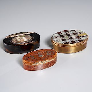 (3) English & Continental Snuff or Patch Boxes