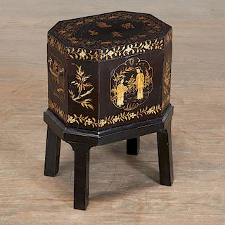 Chinese Export Gilt Lacquer Box Or Tea Chest