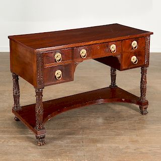 American Classical Carved Mahogany Dressing Table