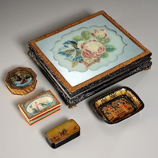 Group Victorian Candy Boxes & Lacquerware
